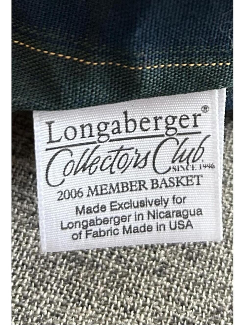 Longaberger 2006 Collectors Club Basket Liner w/ Snap Striped Navy Green - Picture 3 of 6